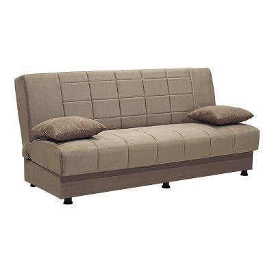Καναπές-κρεβάτι Meliora pakoworld 3θέσιος βελούδο μπεζ 190x83x85εκ