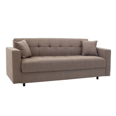 Καναπές-κρεβάτι Silia pakoworld 3θέσιος ύφασμα μπεζ-καφέ 224x80x82εκ