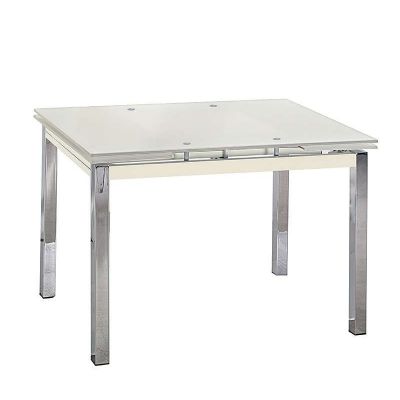 Τραπέζι Επεκτεινόμενο BOTEV Λευκό/Χρώμιο Γυαλί/Μέταλλο 110+60x70x75cm