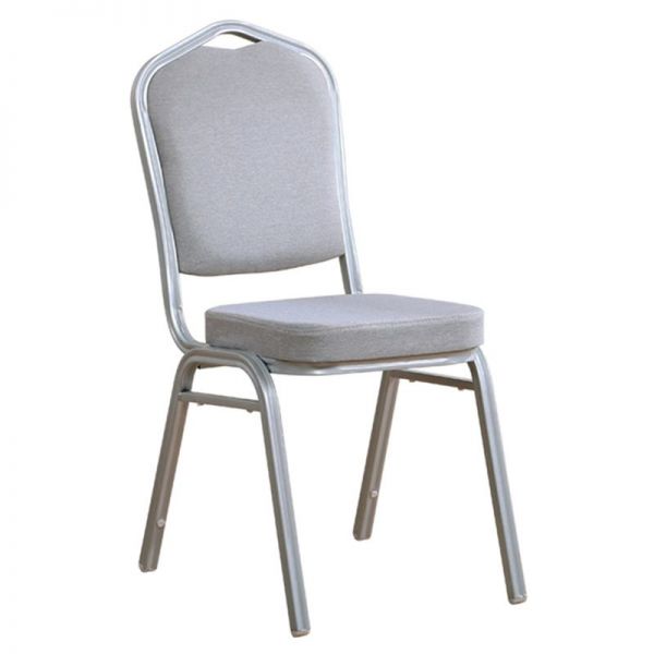 HILTON Καρέκλα Μέταλλο Βαφή Silver, Ύφασμα Γκρι