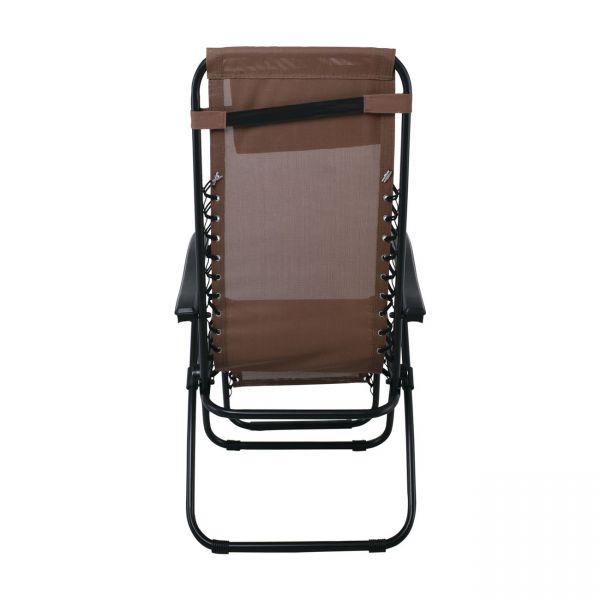 SUPER RELAX Πολυθρόνα με Υποπόδιο, Μέταλλο Βαφή Ανθρακί, Textilene Καφέ