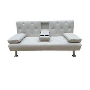 REST WHITE PU ΚΑΝΑΠΕΣ-ΚΡΕΒΑΤΙ 168X88X79εκ.