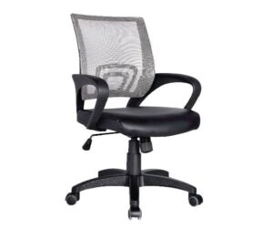BF2101 Πολυθρόνα-Pro Γραφείου με Ανάκλιση, Γκρι Mesh - Μαύρο PU