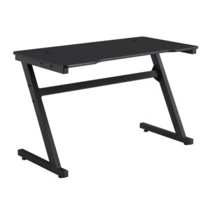 GAMING Γραφείο 120x60cm Μέταλλο Βαφή Μαύρο, Επιφάνεια MDF Μαύρο, με Βάση ακουστικών