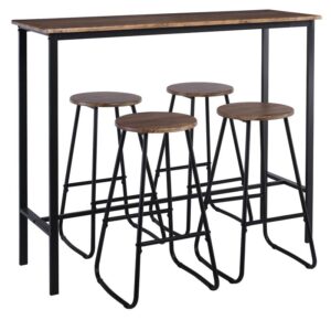 PUB Set Bar Τραπέζι + 4 Σκαμπό, Μέταλλο Βαφή Ανθρακί - Antique Brown
