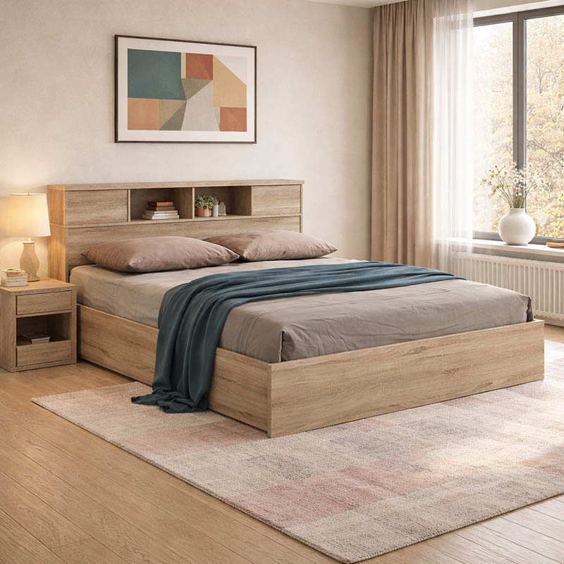 Κρεβάτι διπλό OLYMPUS pakoworld σε sonoma απόχρωση 160x200εκ