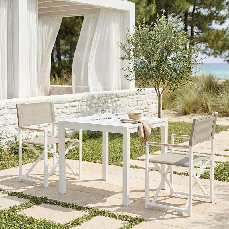 Τραπεζαρία Kliton - Mabu σετ 3τεμ pakoworld αλουμίνιο σε λευκή απόχρωση 80x80x74εκ