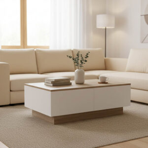 Τραπέζι σαλονιού Winey pakoworld σε sonoma-λευκή απόχρωση 90x60x31.5εκ