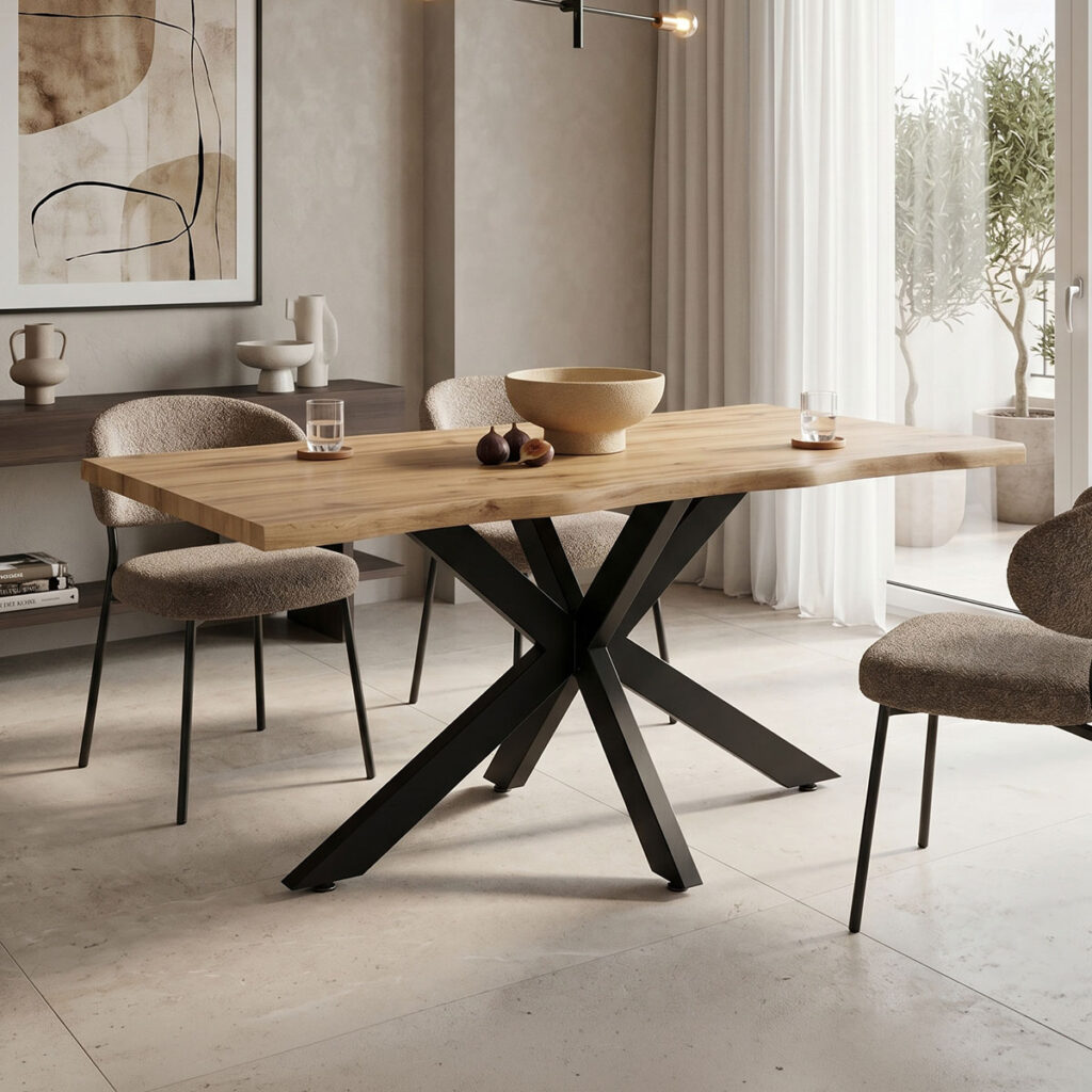 Tραπέζι Gilman pakoworld MDF sonoma-μαύρο 150x90x75εκ