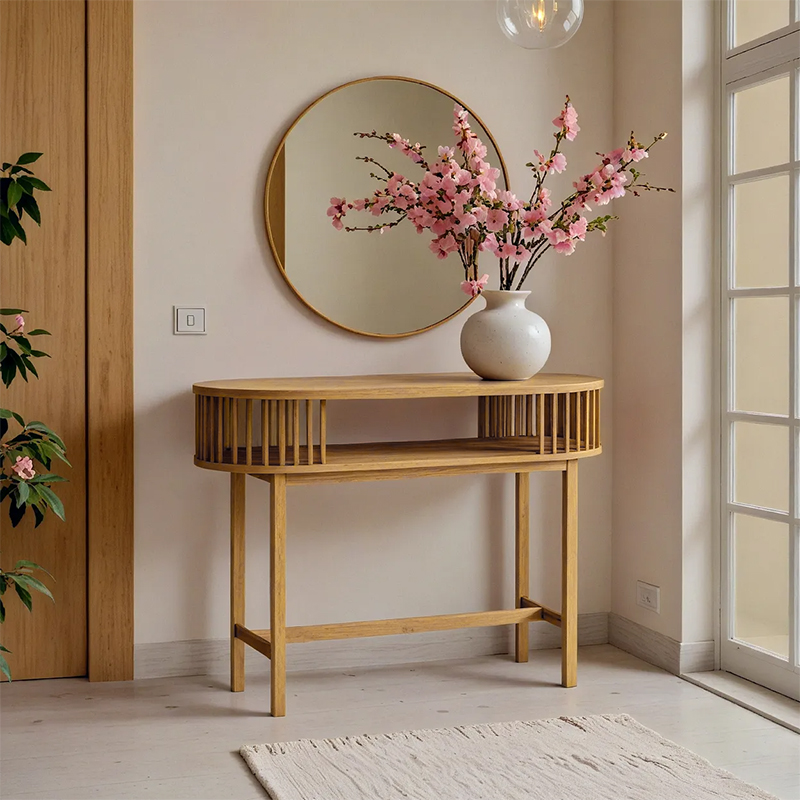 Κονσόλα Nodial pakoworld MDF/Bamboo σε φυσική απόχρωση 120x39x85εκ