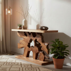 Κονσόλα Nasiol Inart teak ξύλο σε φυσική απόχρωση 120x40x75εκ