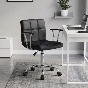 Καρέκλα γραφείου Buleco pakoworld pu σε μαύρη απόχρωση 56x46x74-86εκ