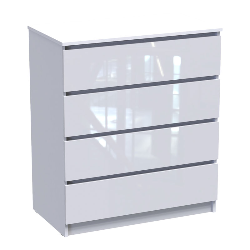 Συρταριέρα Dicama pakoworld mdf σε λευκη glossy απόχρωση 90x47x101εκ