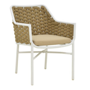 Πολυθρόνα Ortegia pakoworld αλουμίνιο με λευκό σκελετό χακί PE σχοινί 57x62x82εκ