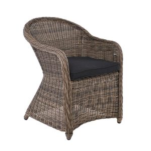 MONTANA Πολυθρόνα Τραπεζαρίας Κήπου ALU, Wicker Φ5mm Grey Brown,Μαξιλάρι Ανθρακί